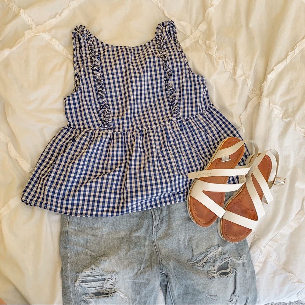 Gingham Frilly Tank Top